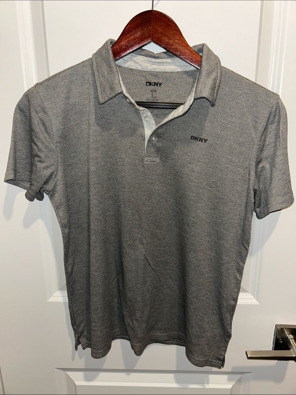 DKNY Grey Short-Sleeve Polo with Subtle Logo